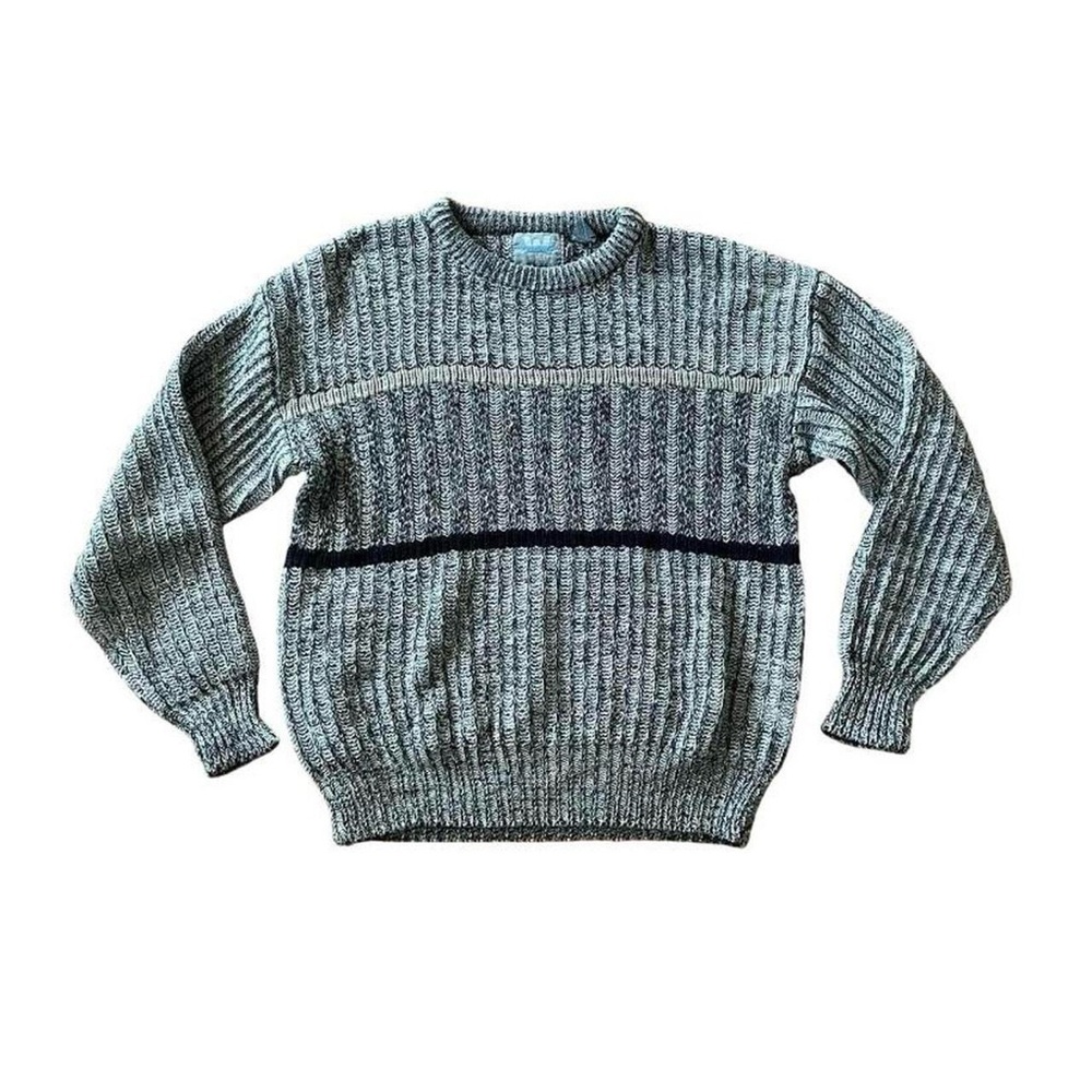 Vintage Weekends in California Grey Stripe Knit Sweater - Size M